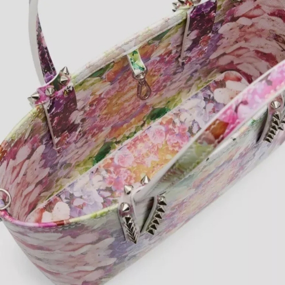 π2XHP Christian Louboutin CABATA Spiked Studded Paris Blooming Floral Tote Bag - Picture 3 of 16